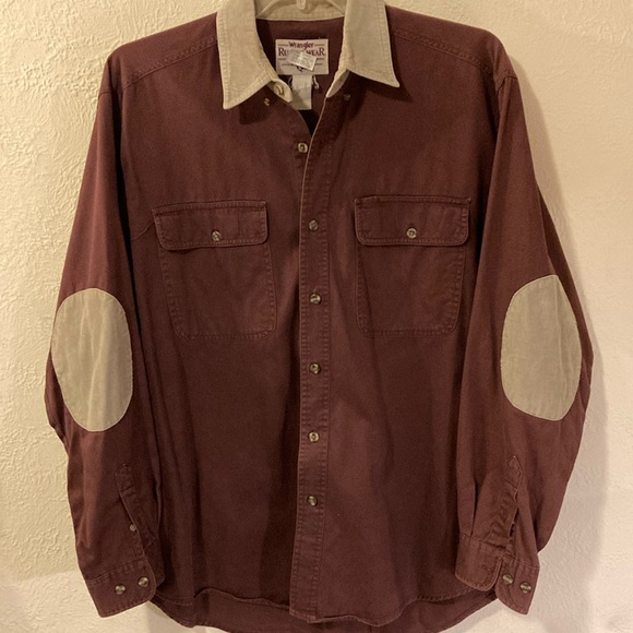 Wrangler Rugged Wear men’s vintage button up corduroy patch shirt - Picture 1 of 13